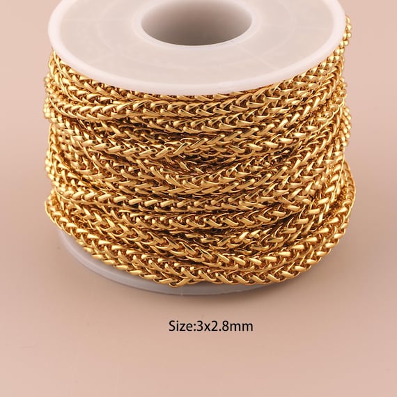3.28 Feet 18K Gold Wheat Chain,Special Chain,Semi-Finished Chain for DIY Jewelry Making Supply