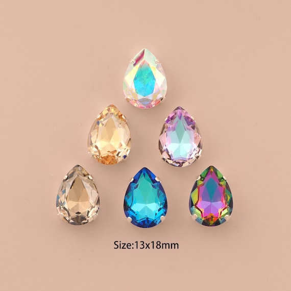 Pear Crystal Beads,Stones in Metal Setting,Austrian Crystal,Made in Austria for DIY Jewelry Making Supply