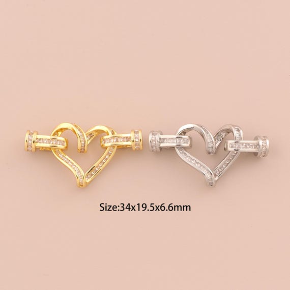 18K Gold Heart Connector,CZ Pave Heart Connector Charms,Heart Connector for DIY Jewelry Making Supply