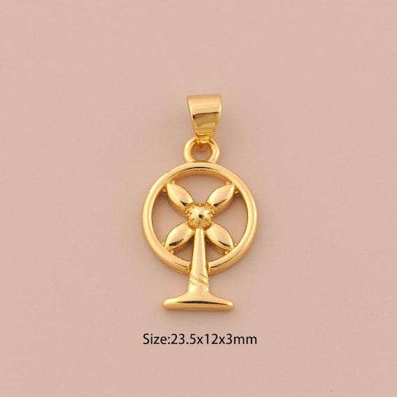 18K Gold Electric fan Charms,Electric fan Charms Pendants,Electric fan Charm for DIY Jewelry Making Supply