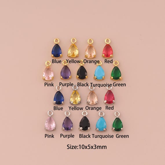 5 pcs 18K Gold Water Drop Charms,CZ Pave Minimalist Charms Pendants,Water Drop Charm for DIY Jewelry Making Supply