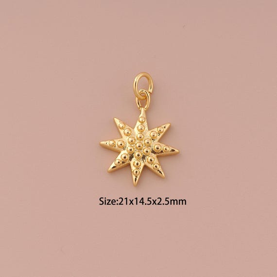 5 pcs 18K Gold Polaris Pendant Charms,CZ Pave Minimalist Charms Pendants,Polaris Pendant Charm for DIY Jewelry Making Supply