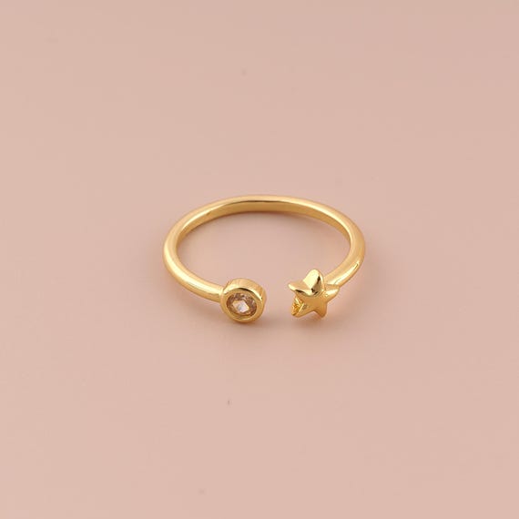 18K Gold Open Rings,Star Rings,Thick Gold Rings for DIY Jewelry Making Supply