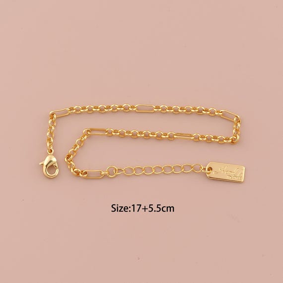 1 Str 18K Gold Rolo Bracelet,Minimalist Bracelet,Square Bracelet,Gift for Her