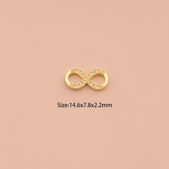 18K Gold Infinity Connector,CZ Pave Infinity Connector Charms,Infinity Connector for DIY Jewelry Making Supply