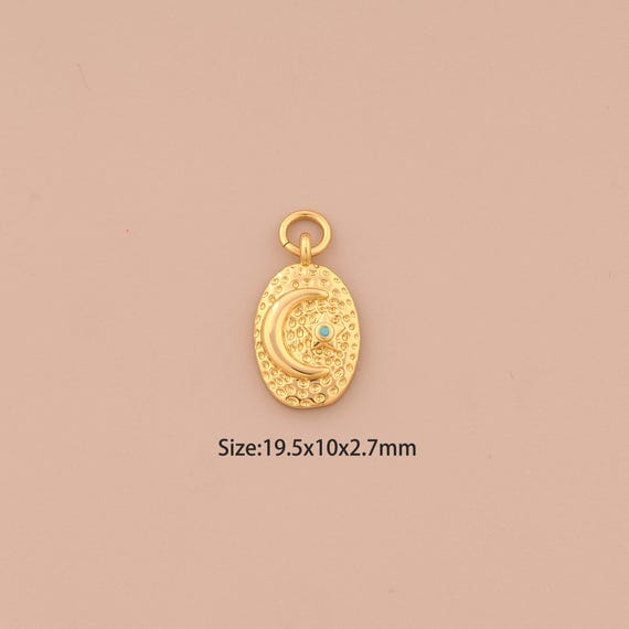18K Gold Moon Charms,Star Charms Pendants,Celestial Charm for DIY Jewelry Making Supply