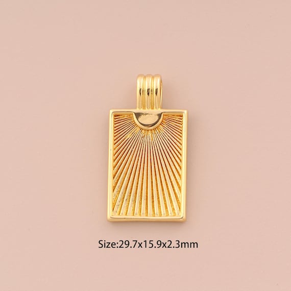 18K Gold Square Charms,Minimalist Charms Pendants,Square Charm for DIY Jewelry Making Supply