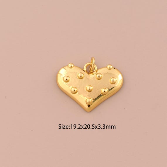 18K Gold Heart Charms,Minimalist Charms Pendants,Heart Charm for DIY Jewelry Making Supply