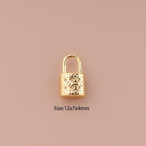 18K Gold Lock Charms,Minimalist Charms Pendants,Lock Charm for DIY Jewelry Making Supply