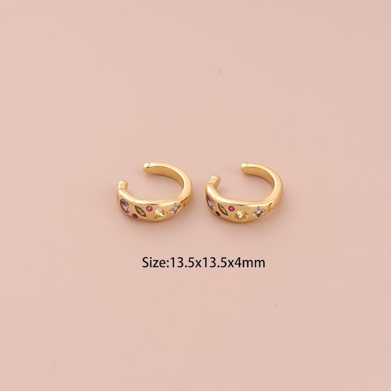 18K Gold Non Piercing Cartilage Clip Earrings,CZ Pave Cuff Earrings,,Hypoallergenic Hoop Earrings,Gift for Her