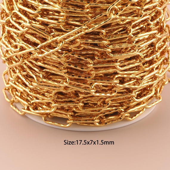 3.28 Feet 18K Gold Paper Clip Chain,Special Chain,Semi-Finished Chain for DIY Jewelry Making Supply