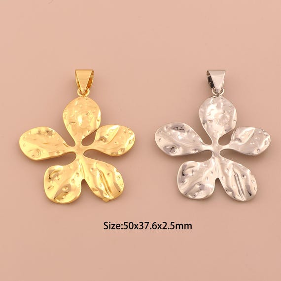18K Gold Flower Charms,Flower Charms Pendants,Flower Charm for DIY Jewelry Making Supply