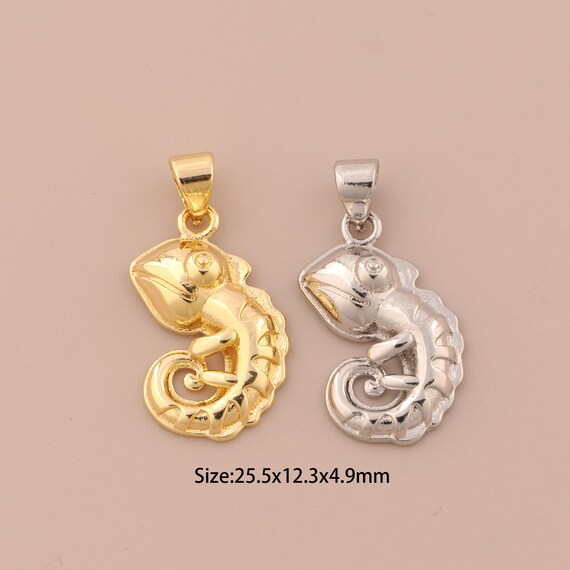 18K Gold Lizard Charms,Animal Charms Pendants,Lizard Charm for DIY Jewelry Making Supply