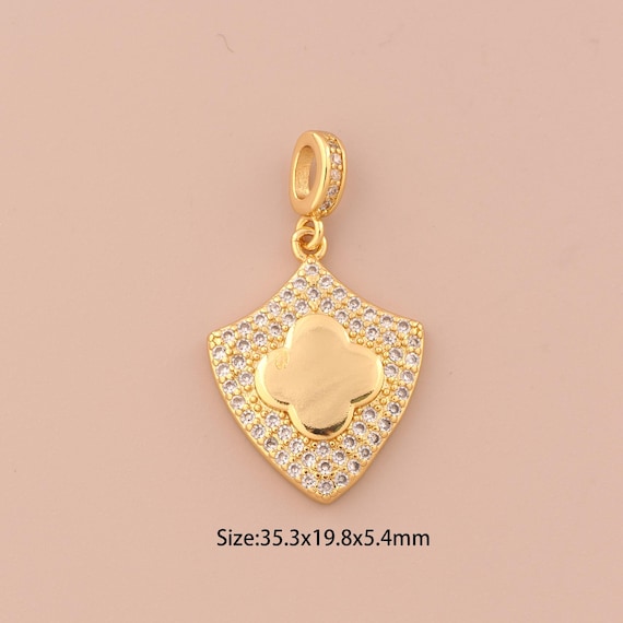 18K Gold Flower Charms,CZ Pave Plant Charms Pendants,Flower Charm for DIY Jewelry Making Supply