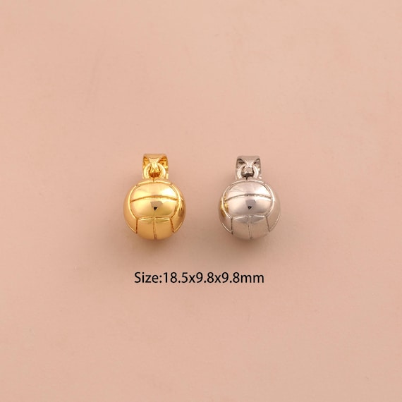 18K Gold Volleyball Charms,Sports Charms Pendants,Volleyball Charm for DIY Jewelry Making Supply