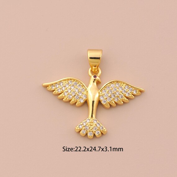 18K Gold Bird Charms,CZ Pave Bird Charms Pendants,Animal Charm for DIY Jewelry Making Supply