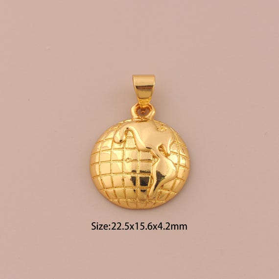 18K Gold Earth Charms,Earth Charms Pendants,Earth Charm for DIY Jewelry Making Supply