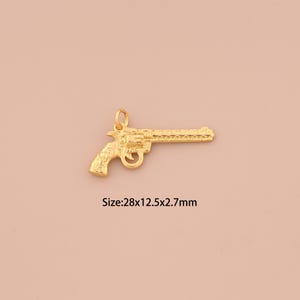 18K Gold Weapons Charms,Gun Charms Pendants,Revolver Charm for DIY Jewelry Making Supply