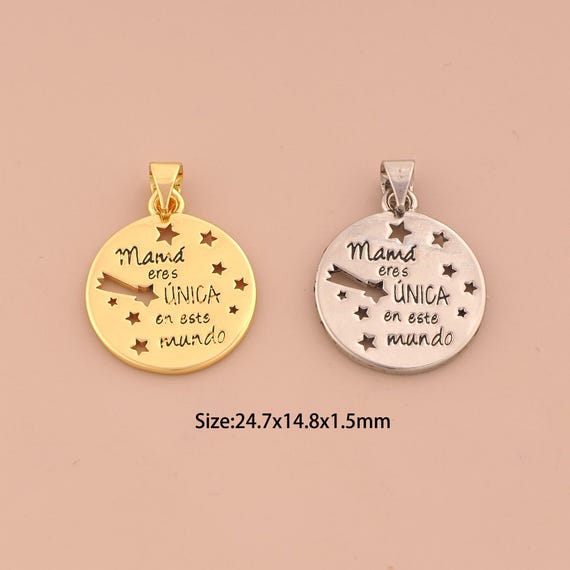 18K Gold Round Charms,Mother's Day Gift Charms Pendants,Medal Charm for DIY Jewelry Making Supply