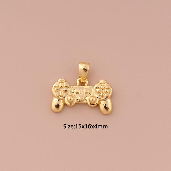 18K Gold Game Controller Charms,Minimalist Charms Pendants,Game Controller Charm for DIY Jewelry Making Supply