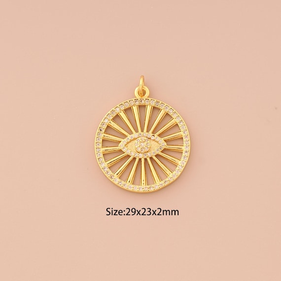 18K Gold Evil Eye Charms,CZ Pave Devil Eye Charms Pendants,Eye Charm for DIY Jewelry Making Supply