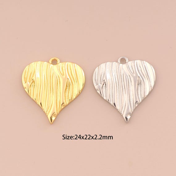 18K Gold Heart Charms,Heart Charms Pendants,Heart Charm for DIY Jewelry Making Supply
