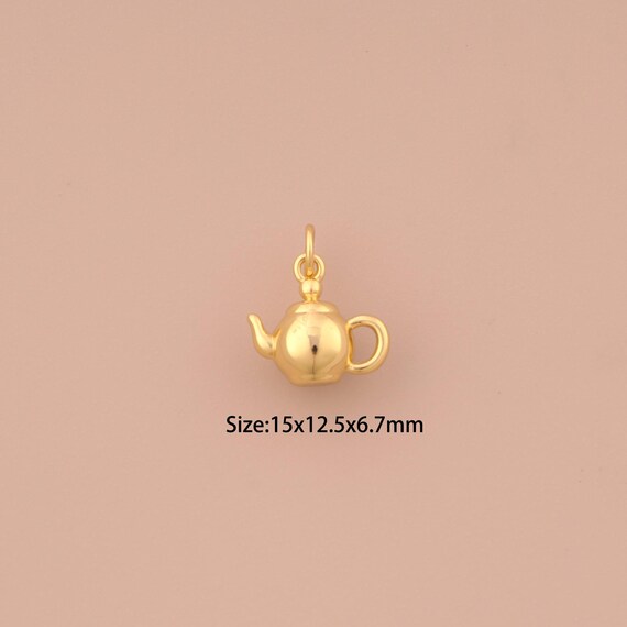 18K Gold Kettle Charms,Kettle Charms Pendants,Kettle Charm for DIY Jewelry Making Supply