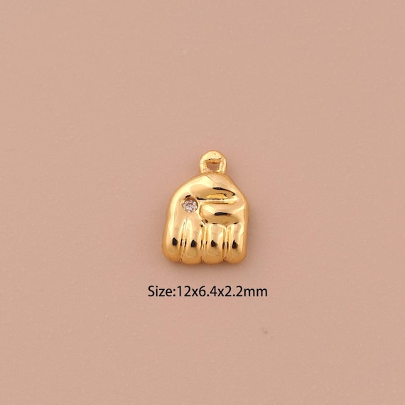 18K Gold Gesture Charms,Minimalist Charms Pendants,Gesture Charm for DIY Jewelry Making Supply