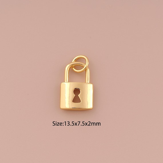 5 pcs 18K Gold Lock Charms,Minimalist Charms Pendants,Lock Charm for DIY Jewelry Making Supply