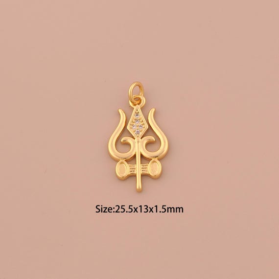 18K Gold Trident Charms,CZ Pave Trident Charms Pendants,Trident Charm for DIY Jewelry Making Supply