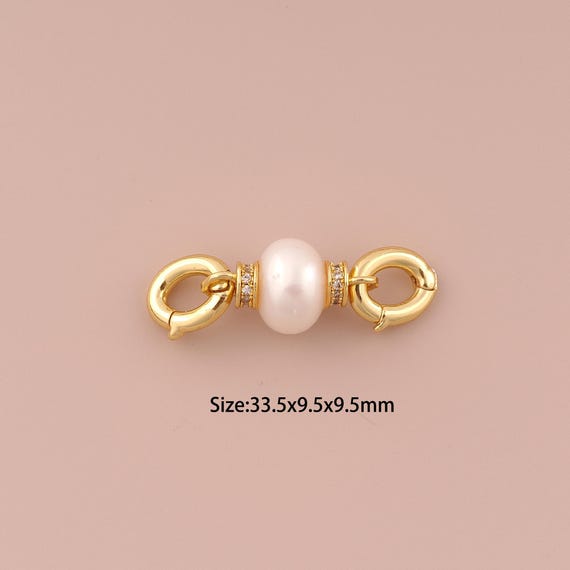 18K Gold Round Connector,CZ Pave Minimalist Connector Charms,Pearl Round Connector for DIY Jewelry Making Supply