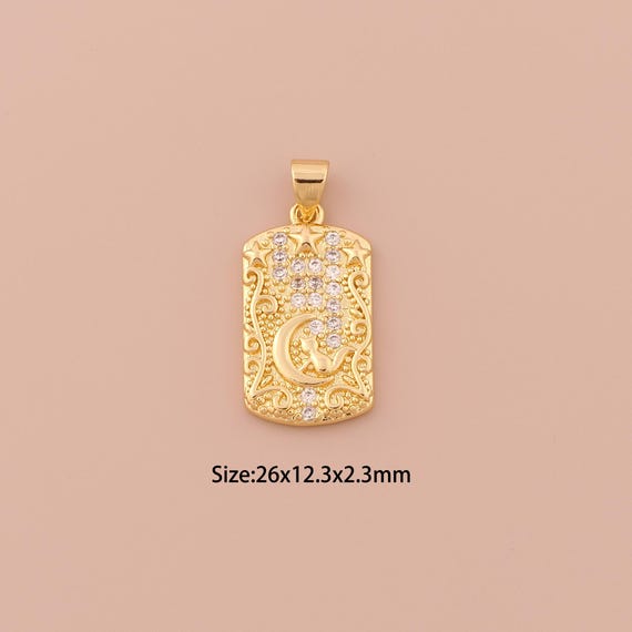 18K Gold Moon Charms,CZ Pave Cat Charms Pendants,Star Charm for DIY Jewelry Making Supply