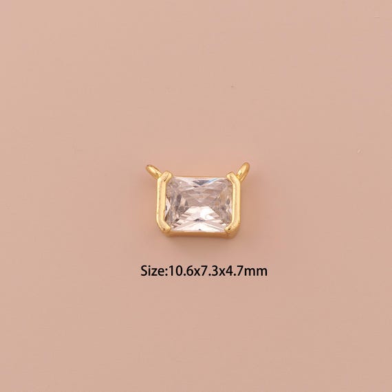 18K Gold Square Charms,CZ Pave Minimalist Charms Pendants,Square Charm for DIY Jewelry Making Supply