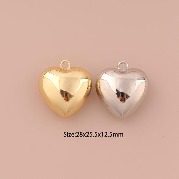 18K Gold Heart Charms,Minimalist Charms Pendants,Heart Charm for DIY Jewelry Making Supply