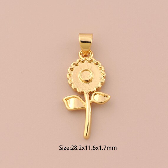 18K Gold Flower Charms,Plant Charms Pendants,Flower Charm for DIY Jewelry Making Supply