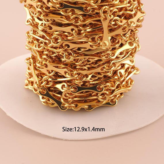 3.28 Feet 18K Gold Stick Chain,Special Chain,Semi-Finished Chain for DIY Jewelry Making Supply