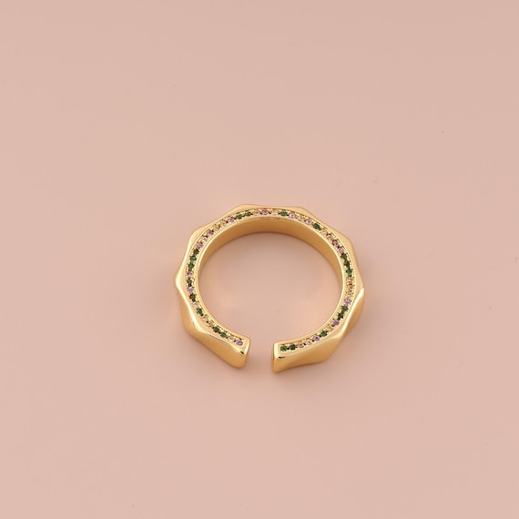 18K Gold Open Rings,Wide Rings,Thick Gold Rings for DIY Jewelry Making Supply