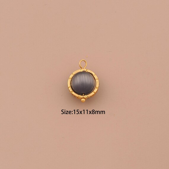 18K Gold Energy Stone Charms,Natural Stone Charms Pendants,Stone Charm for DIY Jewelry Making Supply