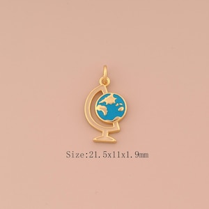 Charms globe en or 18 carats, pendentifs globe en émail, breloque globe pour la fabrication de bijoux à bricoler soi-même