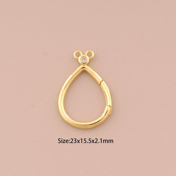 18K Gold Snap Clasp,CZ Pave Minimalist Clasp,Water Drop Snap Clasp for DIY Jewelry Making Supply