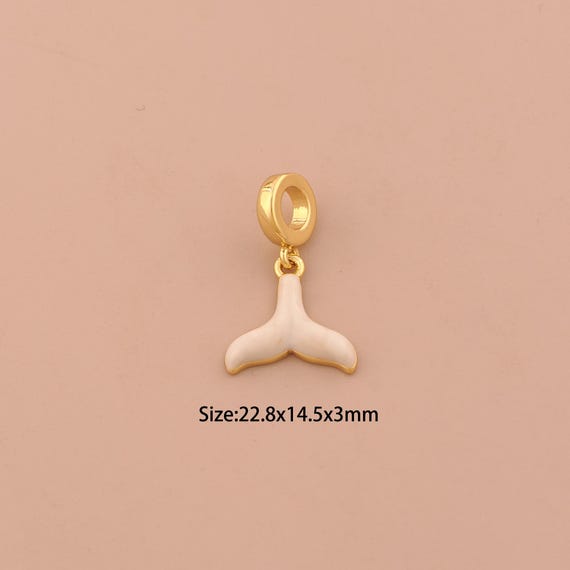 18K Gold Fishtail Charms,Enamel Fishtail Charms Pendants,Fishtail Charm for DIY Jewelry Making Supply