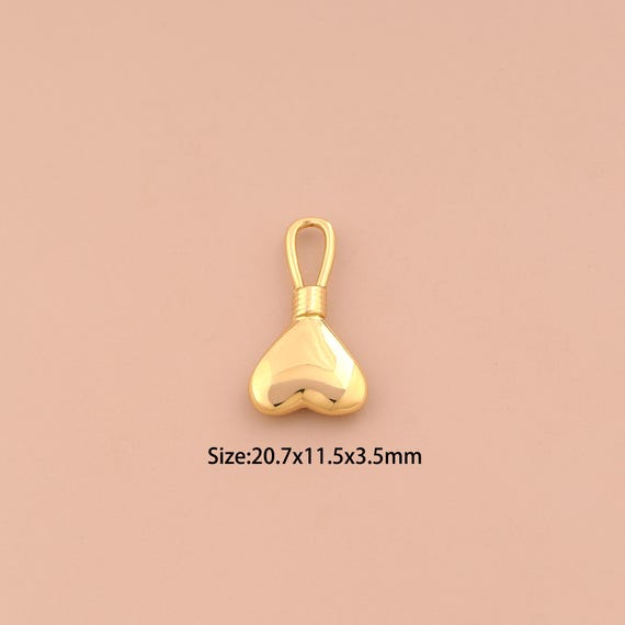 18K Gold Heart Charms,Love Charms Pendants,Heart Charm for DIY Jewelry Making Supply