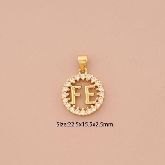 18K Gold Round Charms,CZ Pave FE Charms Pendants,Round Charm for DIY Jewelry Making Supply