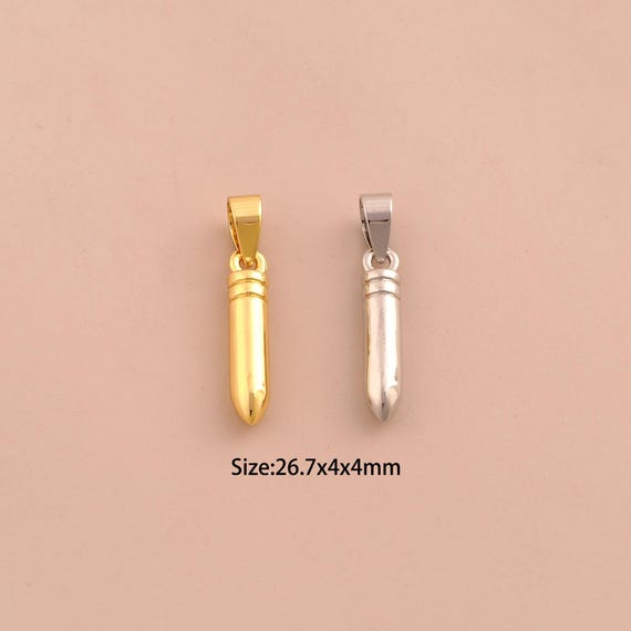 18K Gold Bullet Charms,Bullet Charms Pendants,Bullet Charm for DIY Jewelry Making Supply