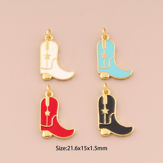 Enamel Shoe Charms,18K Gold Filled Shoe Pendant,Cute Shoe Charm Bracelet Necklace for DIY Jewelry Making Supply