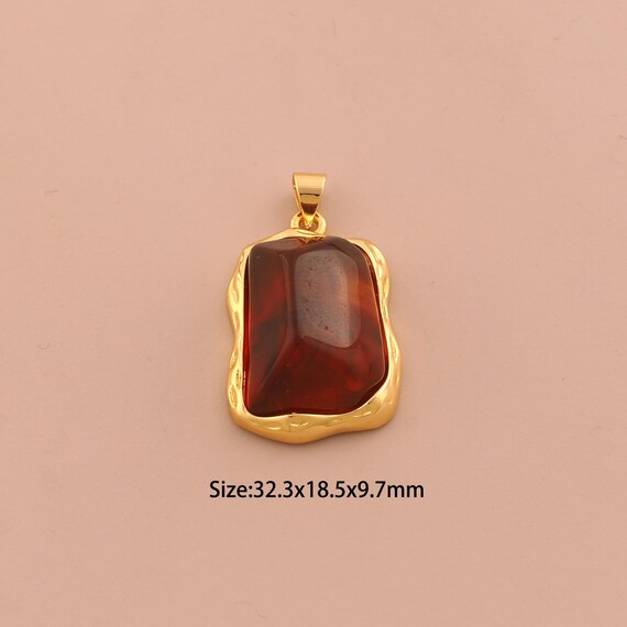 18K Gold Square Charms,Acrylic Square Charms Pendants,Square Charm for DIY Jewelry Making Supply