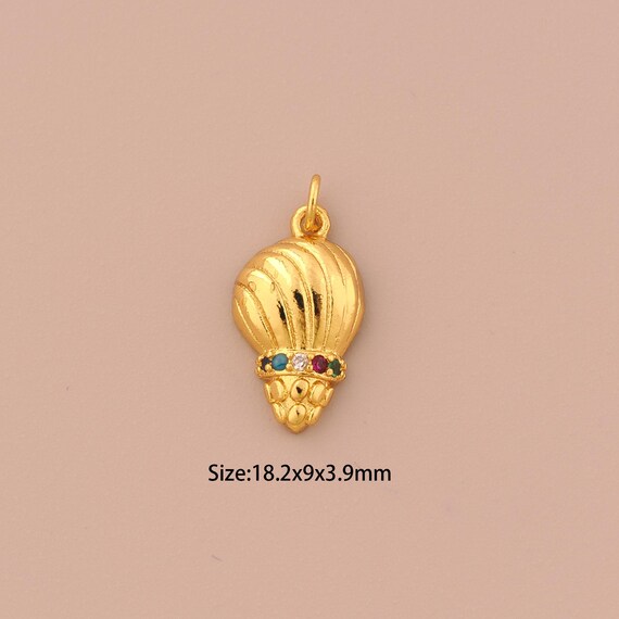 18K Gold Conch Charms,CZ Pave Conch Charms Pendants,Conch Charm for DIY Jewelry Making Supply