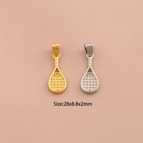 18K Gold Racket Charms,Sports Charms Pendants,Racket Charm for DIY Jewelry Making Supply