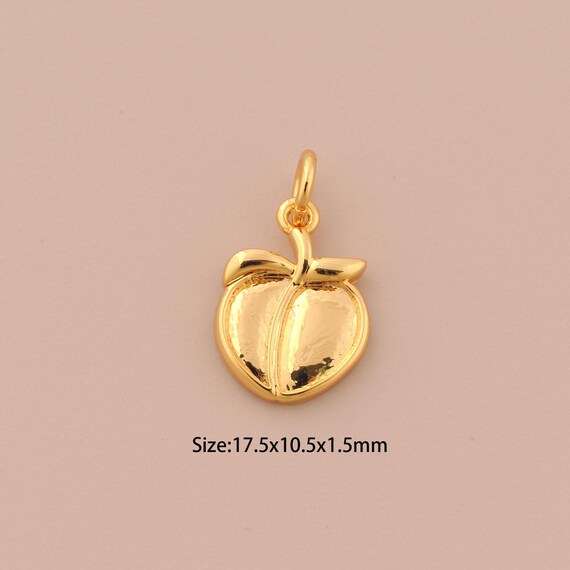 18K Gold Peach Charms,Fruit Charms Pendants,Peach Charm for DIY Jewelry Making Supply