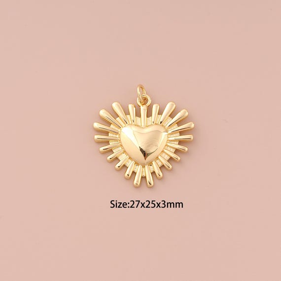 18K Gold Heart Charms,Minimalist Charms Pendants,Heart Charm for DIY Jewelry Making Supply